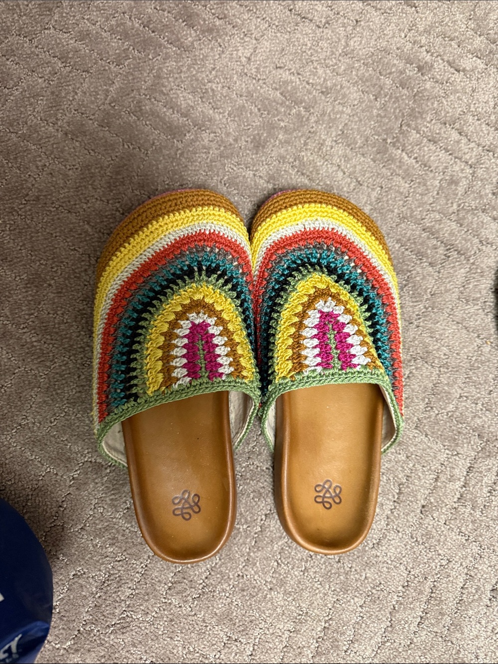 The Sak Multicolor Crochet Mule Slides - Yellow, Green, Pink, Teal, Orange